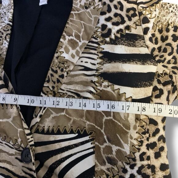 Chico's Blazer Women's Sz 2 (Large) Animal Print Single Button Softshell Career - Picture 5 of 6